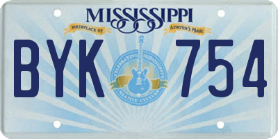 MS license plate BYK754