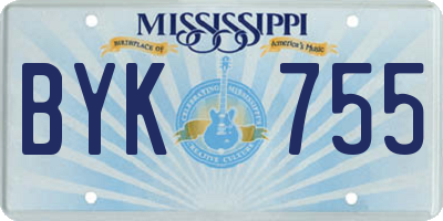 MS license plate BYK755