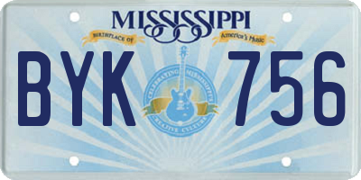 MS license plate BYK756
