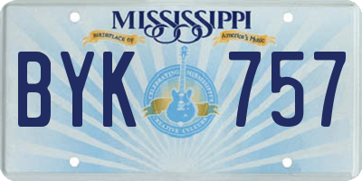 MS license plate BYK757