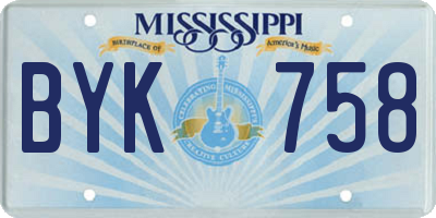 MS license plate BYK758