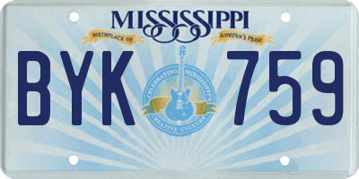 MS license plate BYK759
