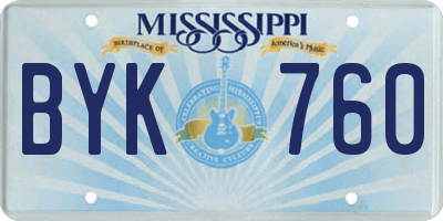 MS license plate BYK760