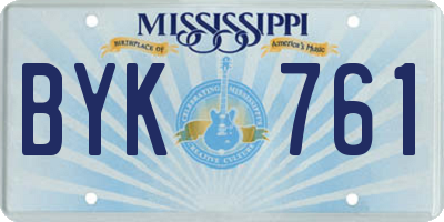 MS license plate BYK761