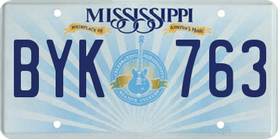 MS license plate BYK763