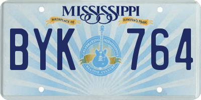 MS license plate BYK764