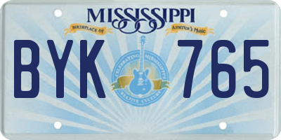 MS license plate BYK765