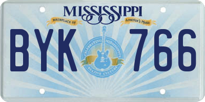 MS license plate BYK766
