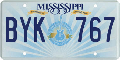 MS license plate BYK767