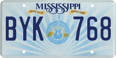 MS license plate BYK768