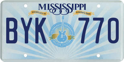 MS license plate BYK770