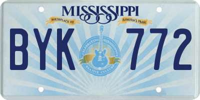MS license plate BYK772
