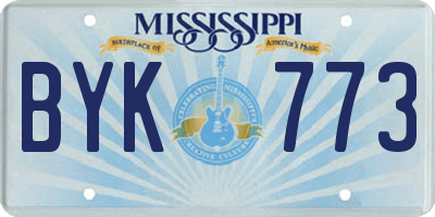 MS license plate BYK773
