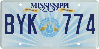 MS license plate BYK774