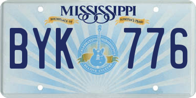 MS license plate BYK776