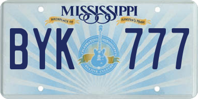 MS license plate BYK777