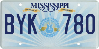 MS license plate BYK780