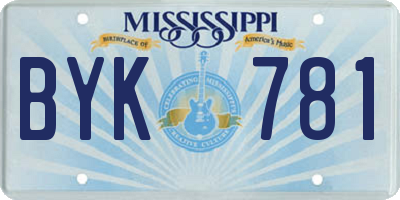 MS license plate BYK781