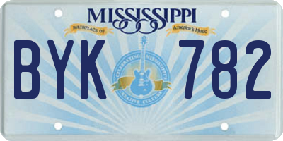 MS license plate BYK782