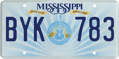 MS license plate BYK783