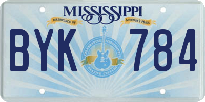 MS license plate BYK784