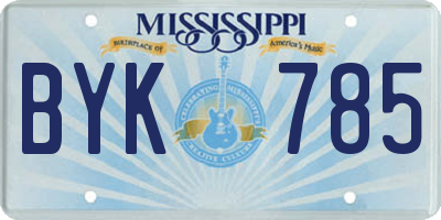 MS license plate BYK785