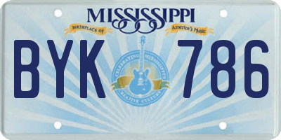 MS license plate BYK786