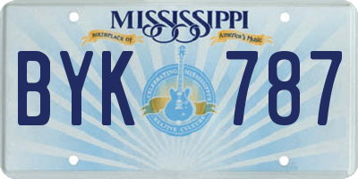 MS license plate BYK787
