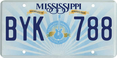MS license plate BYK788