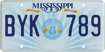 MS license plate BYK789