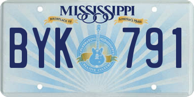 MS license plate BYK791