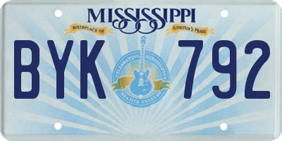 MS license plate BYK792