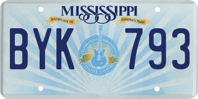 MS license plate BYK793