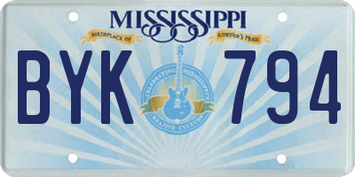 MS license plate BYK794
