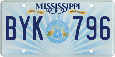 MS license plate BYK796