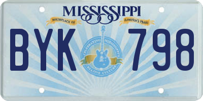 MS license plate BYK798