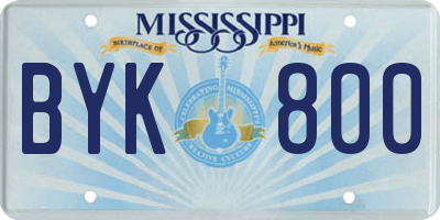 MS license plate BYK800