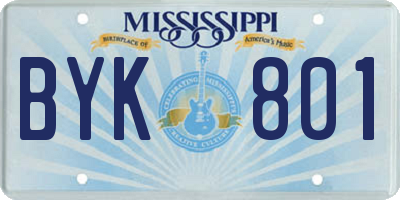MS license plate BYK801