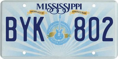 MS license plate BYK802