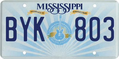 MS license plate BYK803