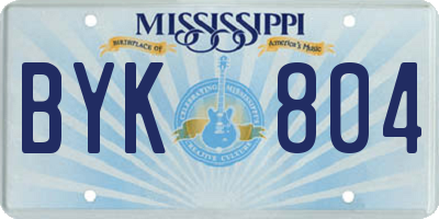 MS license plate BYK804