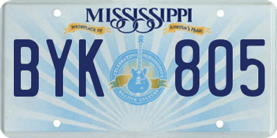 MS license plate BYK805