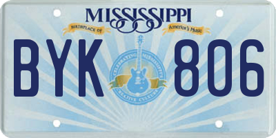 MS license plate BYK806