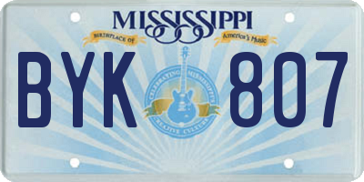 MS license plate BYK807