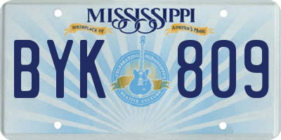 MS license plate BYK809
