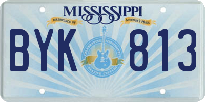 MS license plate BYK813