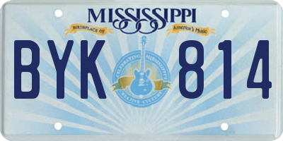 MS license plate BYK814