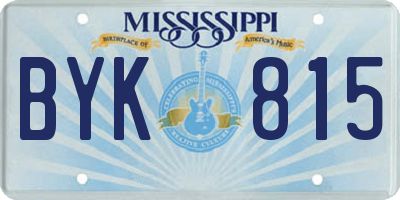 MS license plate BYK815