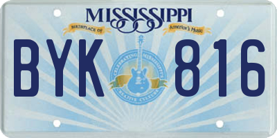 MS license plate BYK816