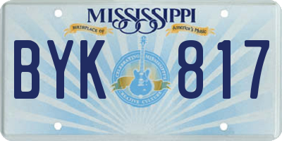 MS license plate BYK817